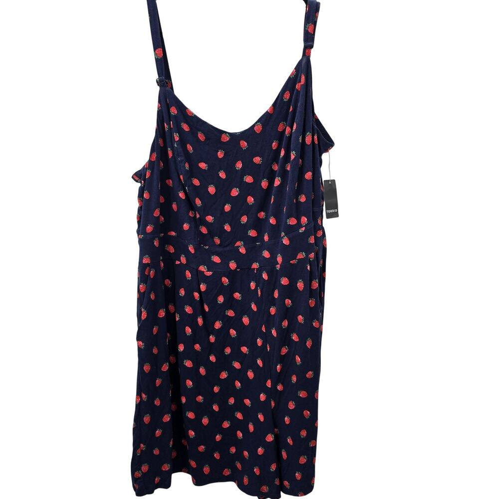 Torrid Romper 4X Blue Strawberry Print Soft Summer Plus Size Vacation Shorts New